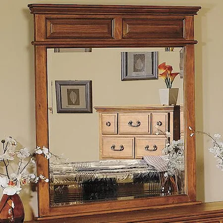 Traditional Dresser Mirror with Panel Crown Detail